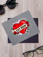Cat Mum Heart Tattoo Microfibre Suede Glasses Cleaning Cloths (Twinpack)