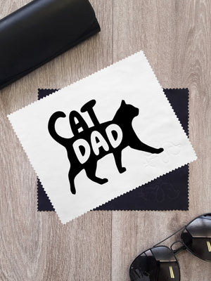 Cat Dad Silhouette Microfibre Suede Glasses Cleaning Cloths (Twinpack)