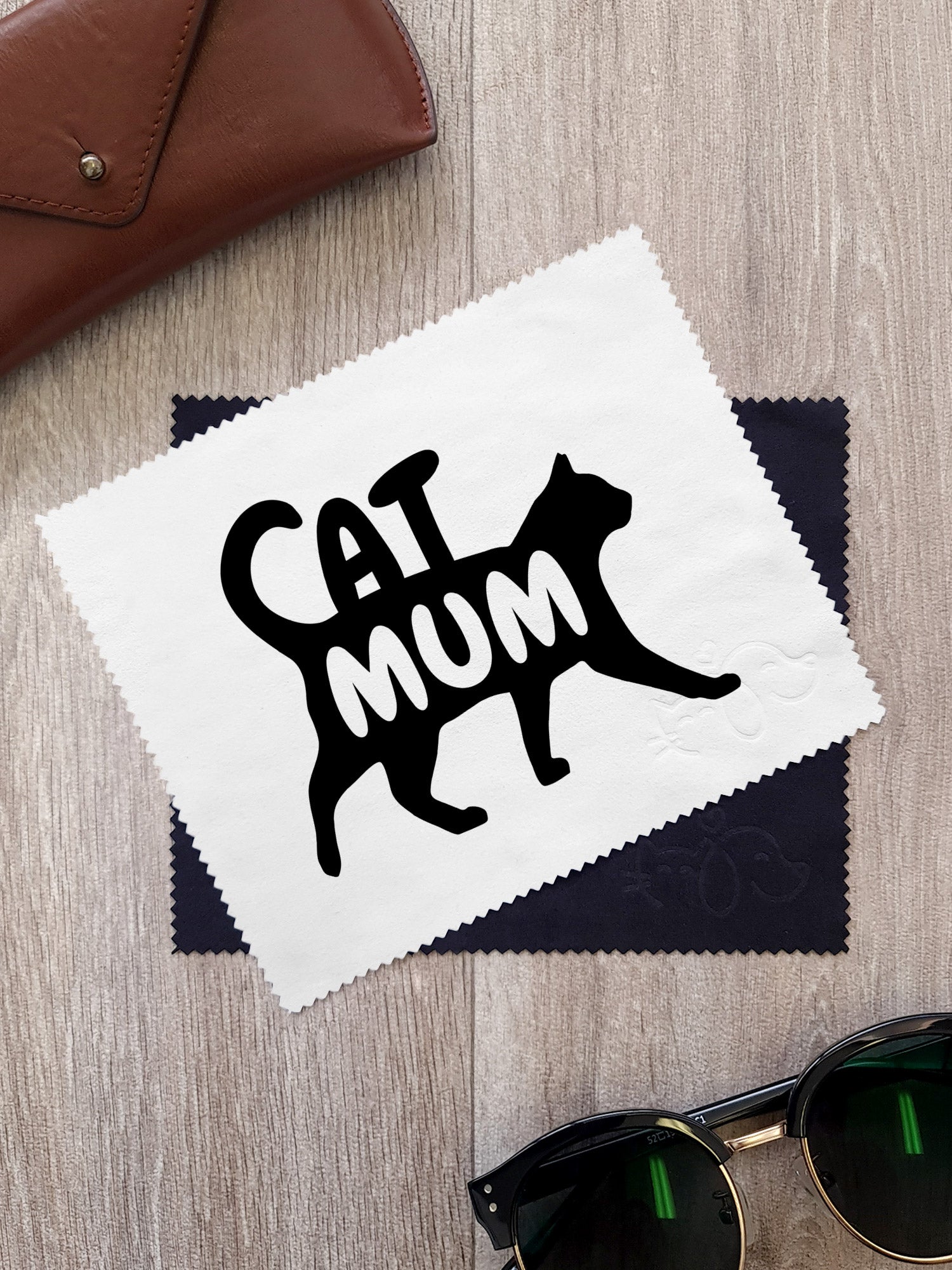 Cat Mum Silhouette Microfibre Suede Glasses Cleaning Cloths (Twinpack)