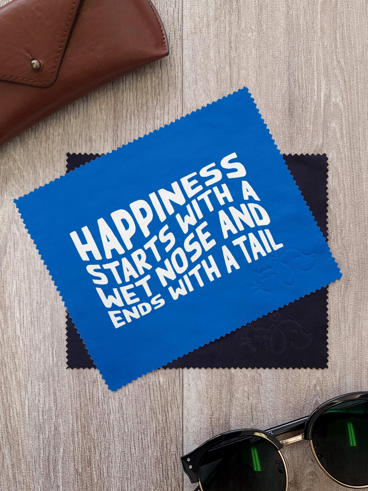 Happiness Starts With A Wet Nose And Ends With A Tail Microfibre Suede Glasses Cleaning Cloths (Twinpack)