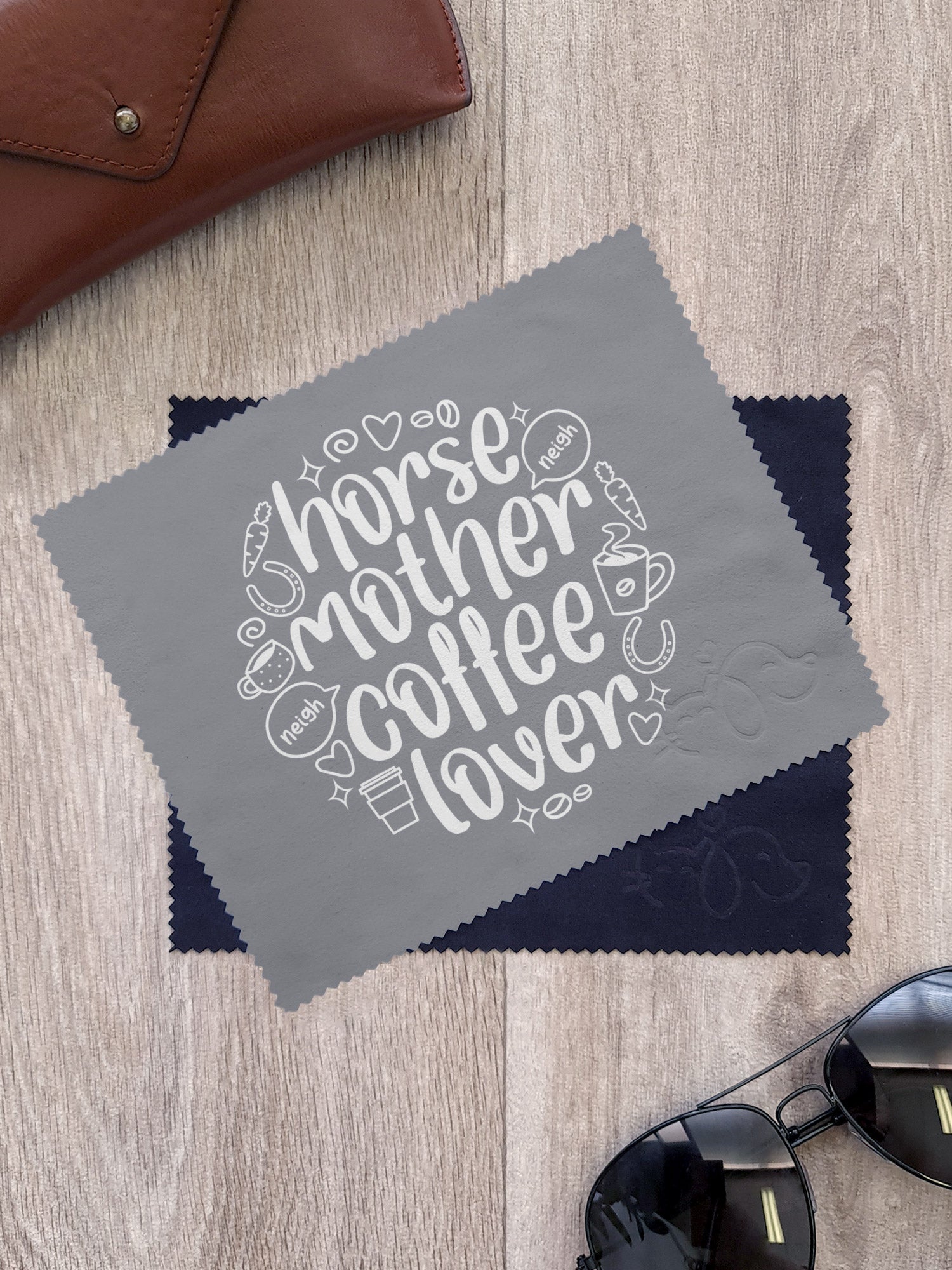 Horse Mother Coffee Lover Microfibre Suede Glasses Cleaning Cloths (Twinpack)