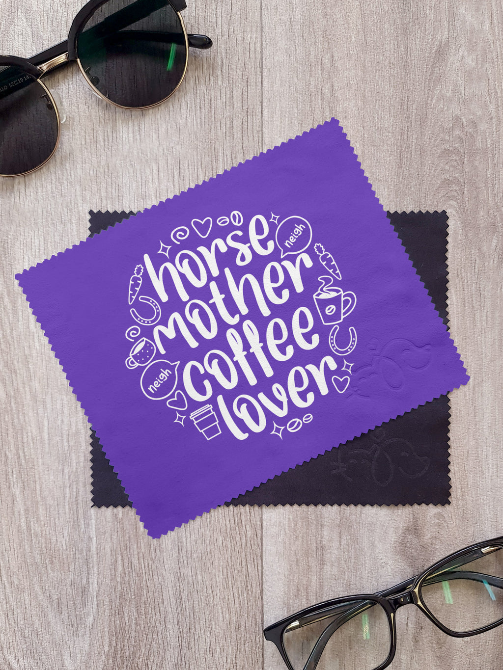 Horse Mother Coffee Lover Microfibre Suede Glasses Cleaning Cloths (Twinpack)