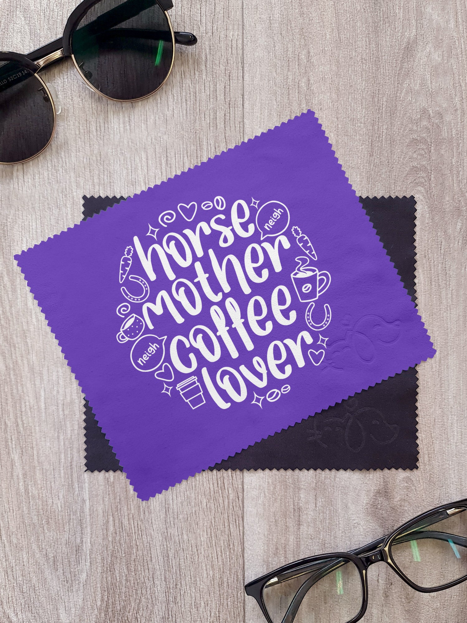 Horse Mother Coffee Lover Microfibre Suede Glasses Cleaning Cloths (Twinpack)