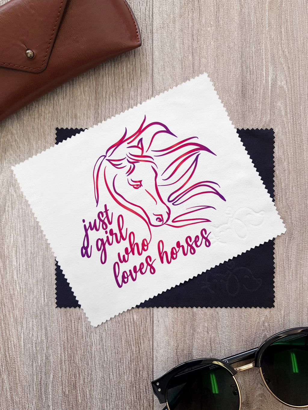 Just A Girl Who Loves Horses Microfibre Suede Glasses Cleaning Cloths (Twinpack)