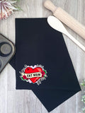 Cat Mum Heart Tattoo Tea Towel