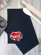 Cat Mum Heart Tattoo Tea Towel