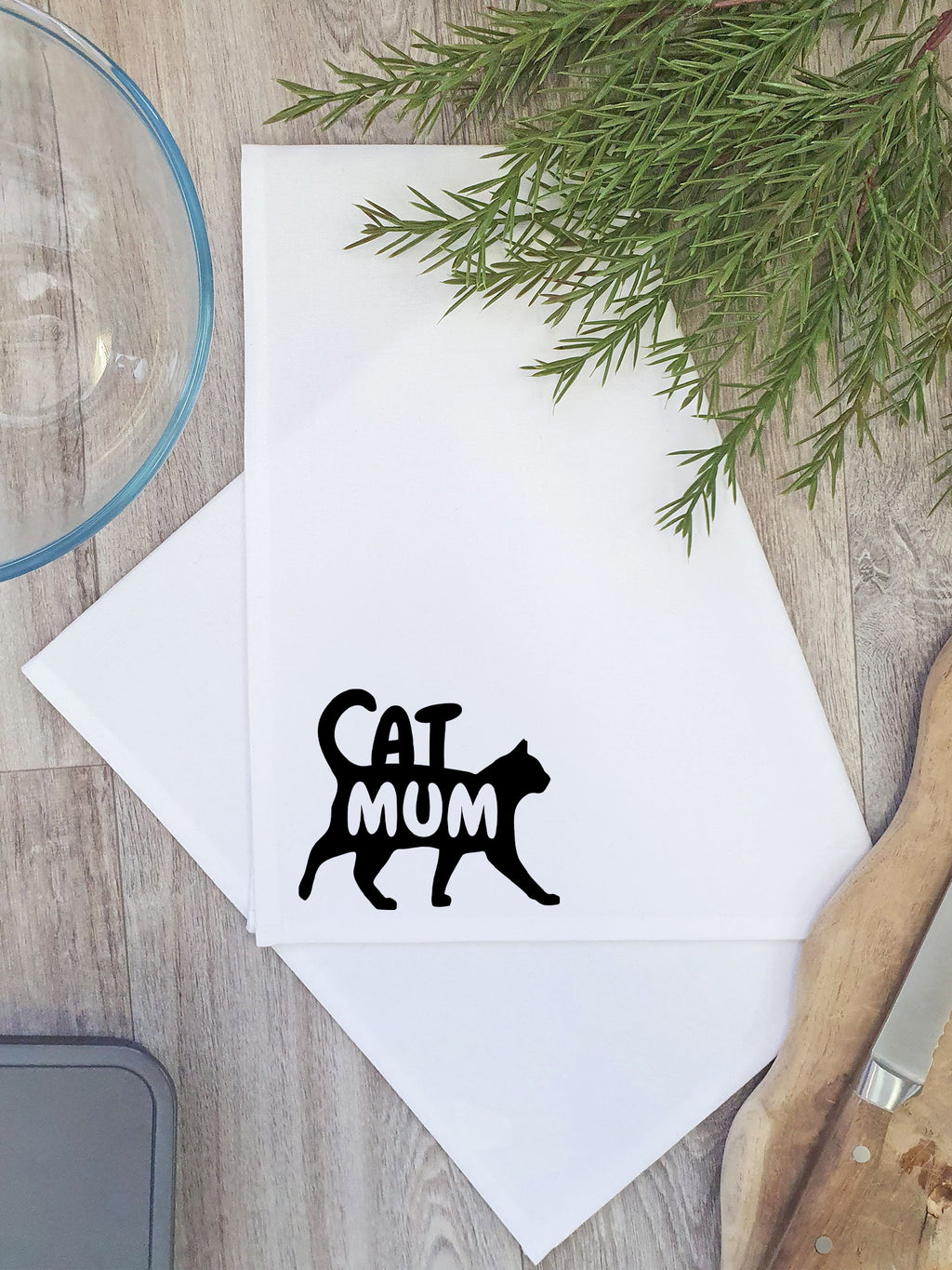 Cat Mum Silhouette Tea Towel