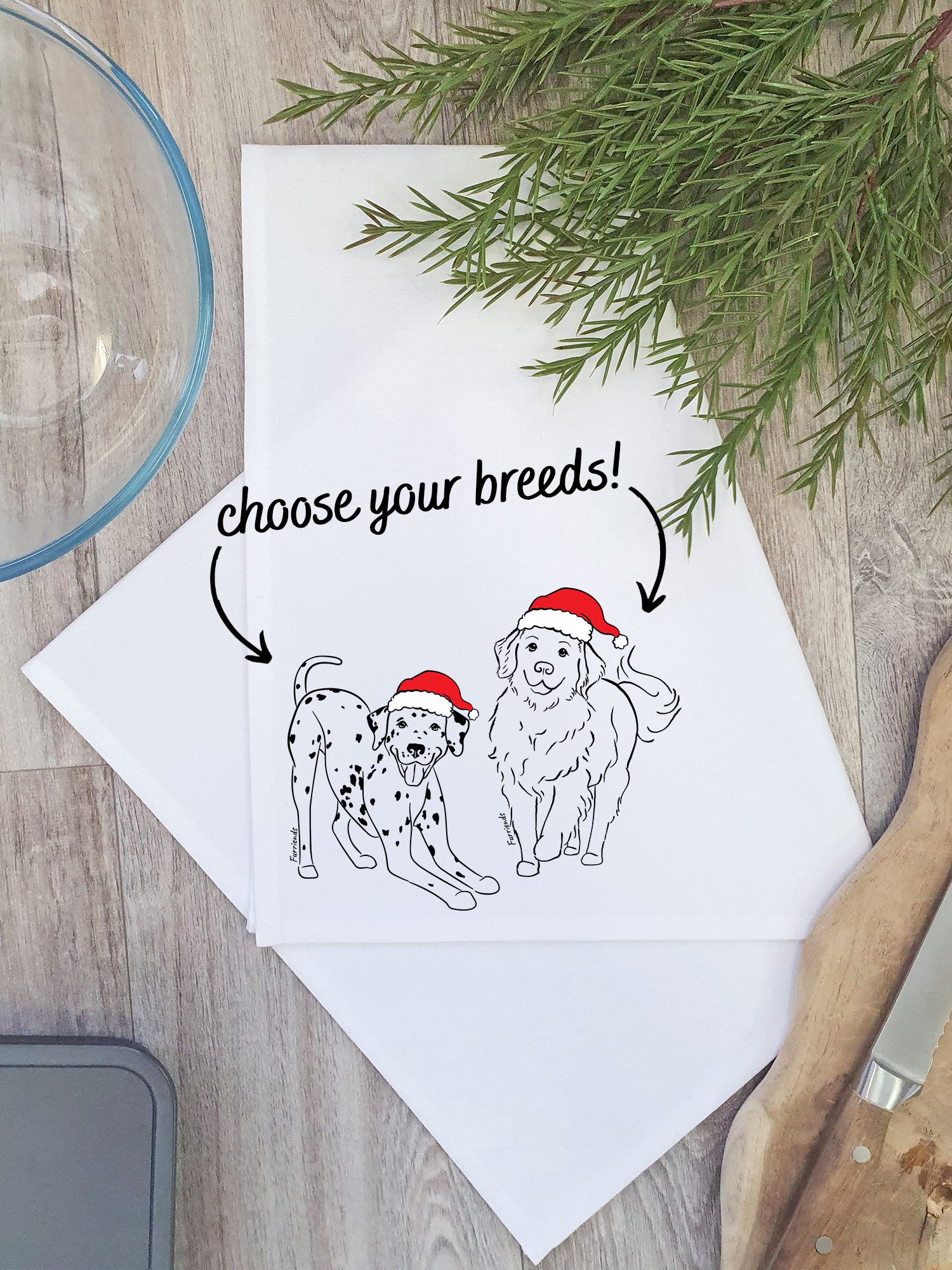 Christmas Edition Dual Breed Customisable Tea Towel