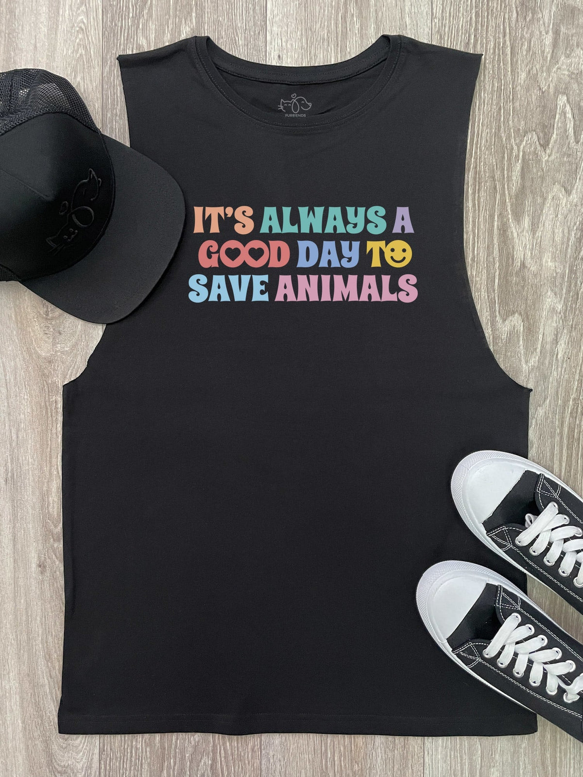It's A Good Day To Save Animals Axel Drop Armhole Tank