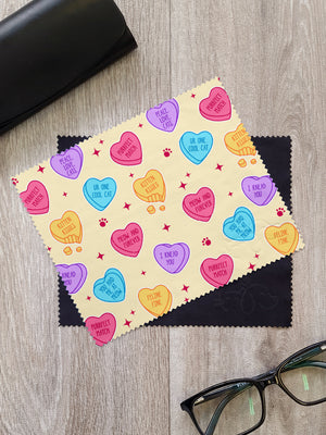 Candy Hearts - Cat Microfibre Suede Glasses Cleaning Cloths (Twinpack)