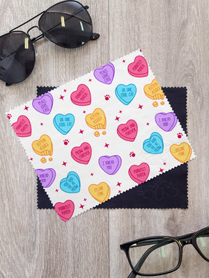 Candy Hearts - Cat Microfibre Suede Glasses Cleaning Cloths (Twinpack)