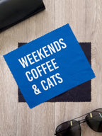 Weekends Coffee & Cats Microfibre Suede Glasses Cleaning Cloths (Twinpack)