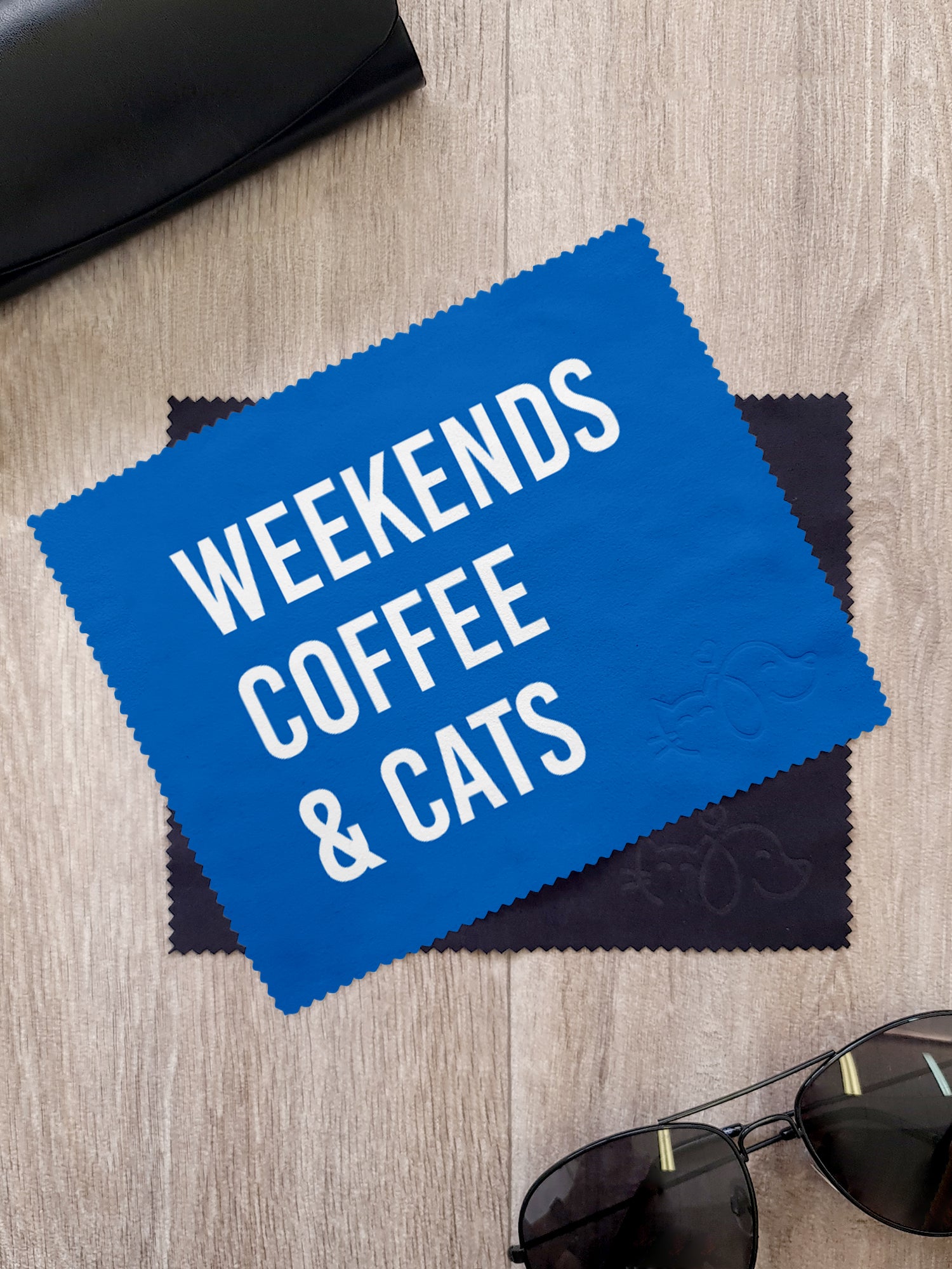 Weekends Coffee & Cats Microfibre Suede Glasses Cleaning Cloths (Twinpack)