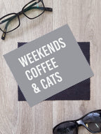Weekends Coffee & Cats Microfibre Suede Glasses Cleaning Cloths (Twinpack)