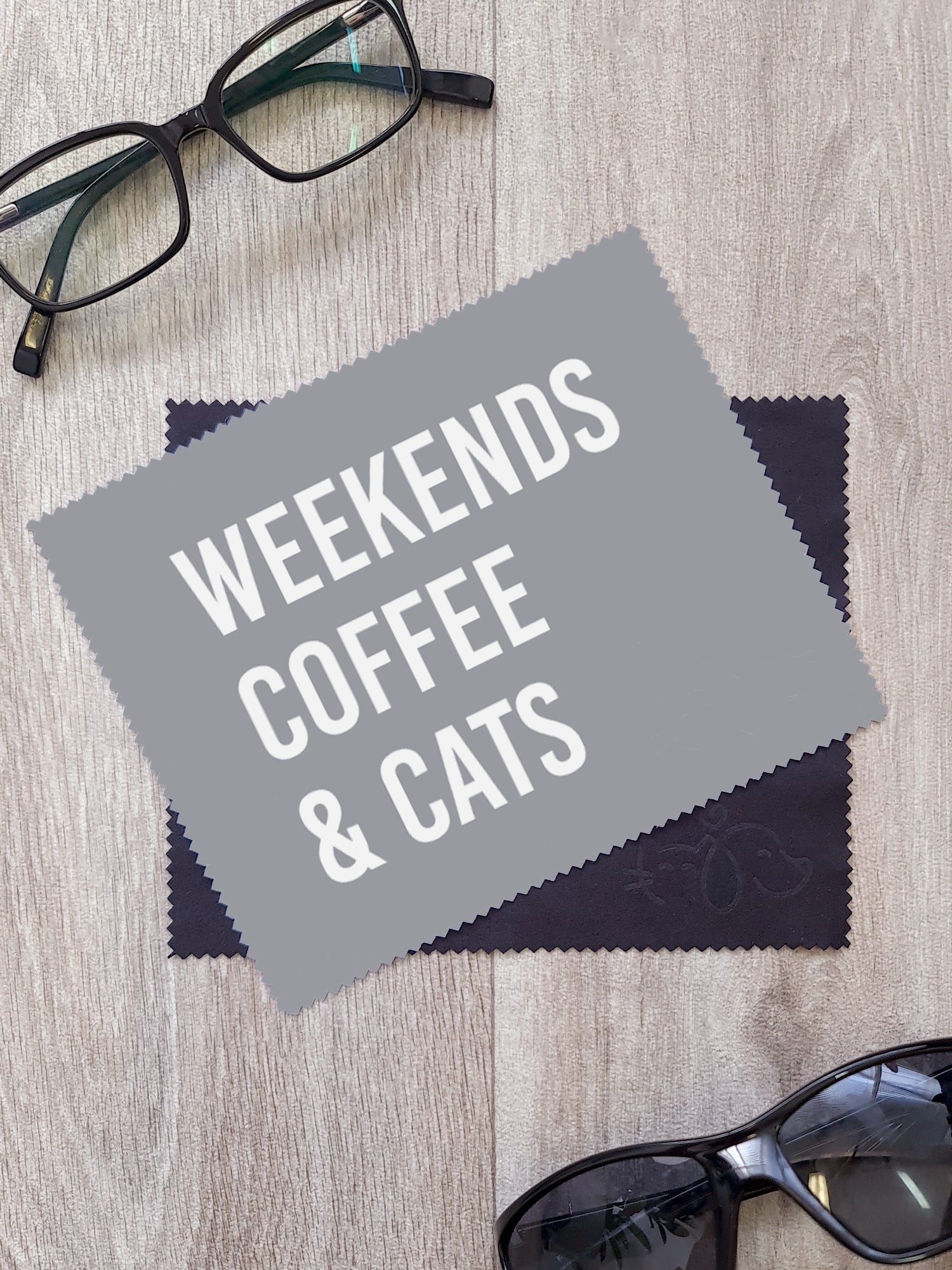 Weekends Coffee & Cats Microfibre Suede Glasses Cleaning Cloths (Twinpack)