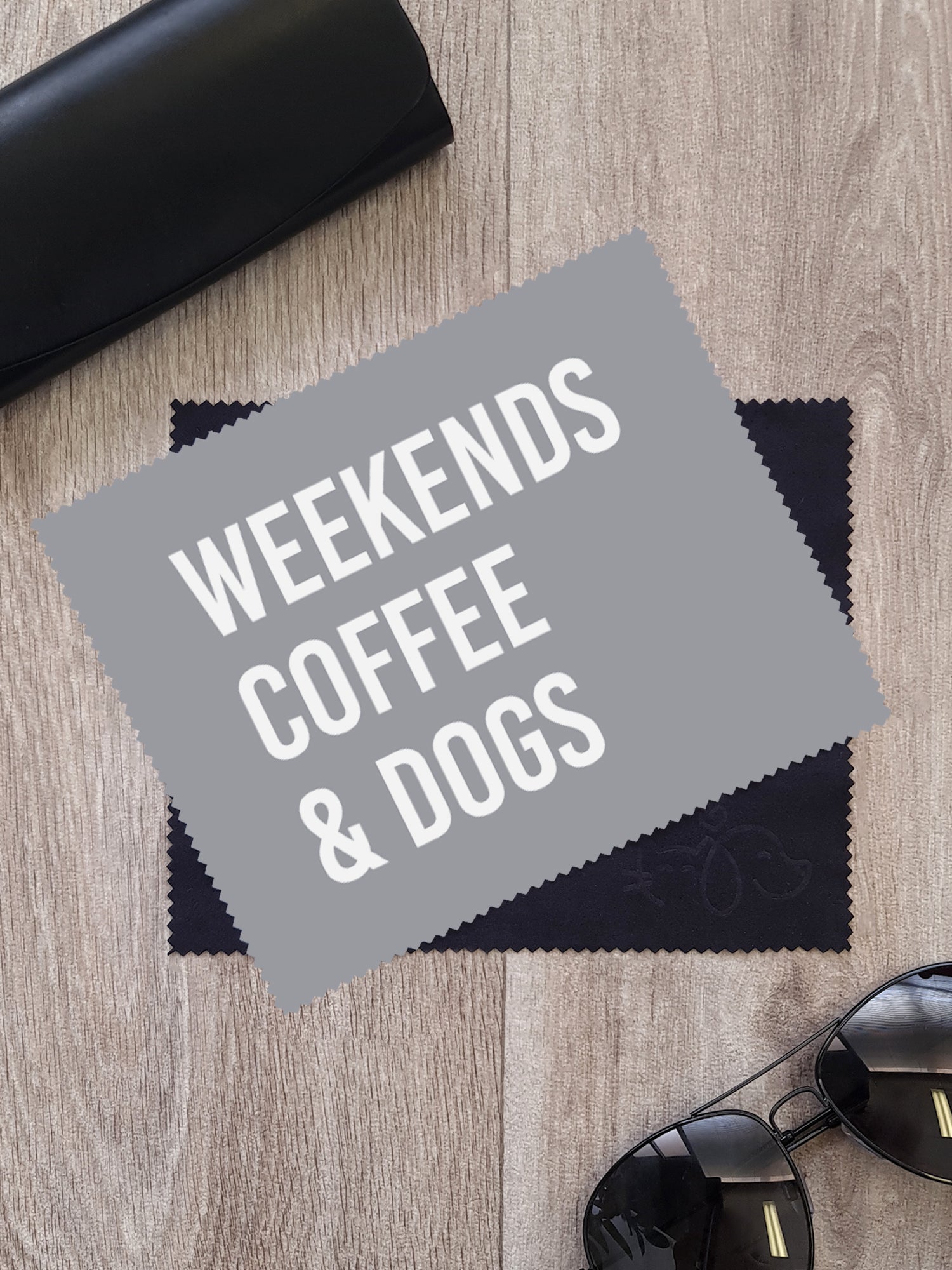 Weekends Coffee & Dogs Microfibre Suede Glasses Cleaning Cloths (Twinpack)
