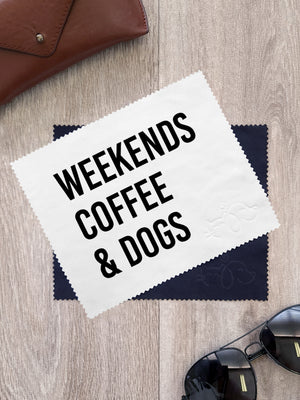 Weekends Coffee & Dogs Microfibre Suede Glasses Cleaning Cloths (Twinpack)