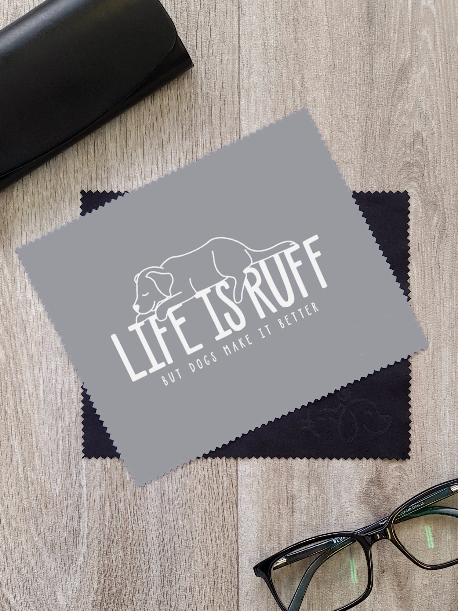 Life Is Ruff Microfibre Suede Glasses Cleaning Cloths (Twinpack)