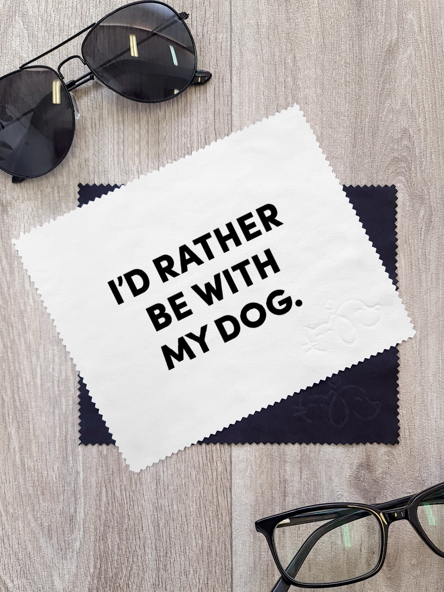 I'd Rather Be With My Dog. Microfibre Suede Glasses Cleaning Cloths (Twinpack)