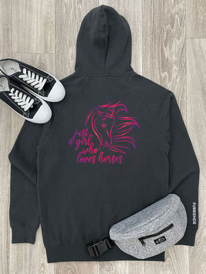 Just A Girl Who Loves Horses Zip Front Hoodie