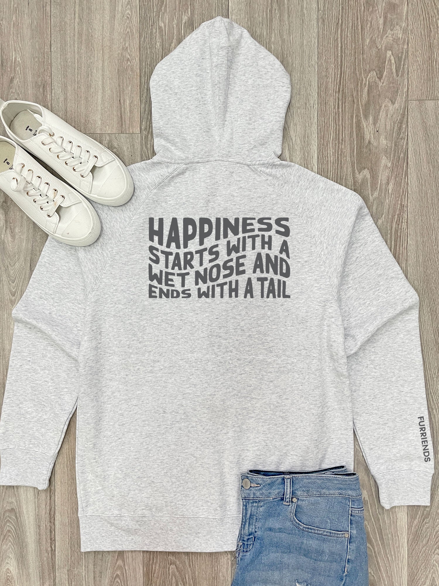 Happiness Starts With A Wet Nose And Ends With A Tail Zip Front Hoodie