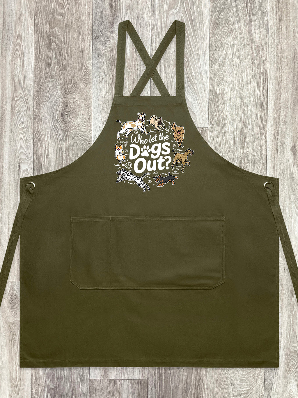 Who Let The Dogs Out? Jarrah Crossback Apron