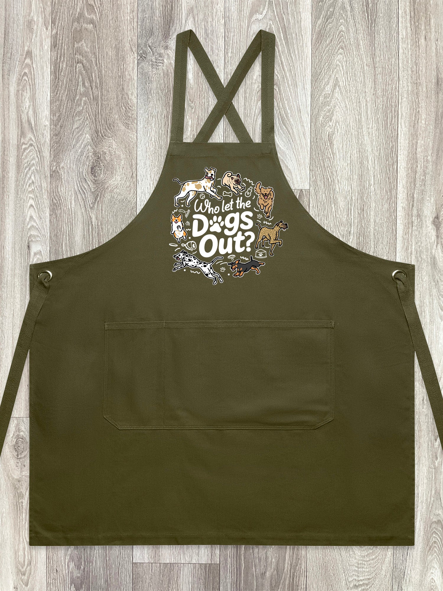 Who Let The Dogs Out? Jarrah Crossback Apron