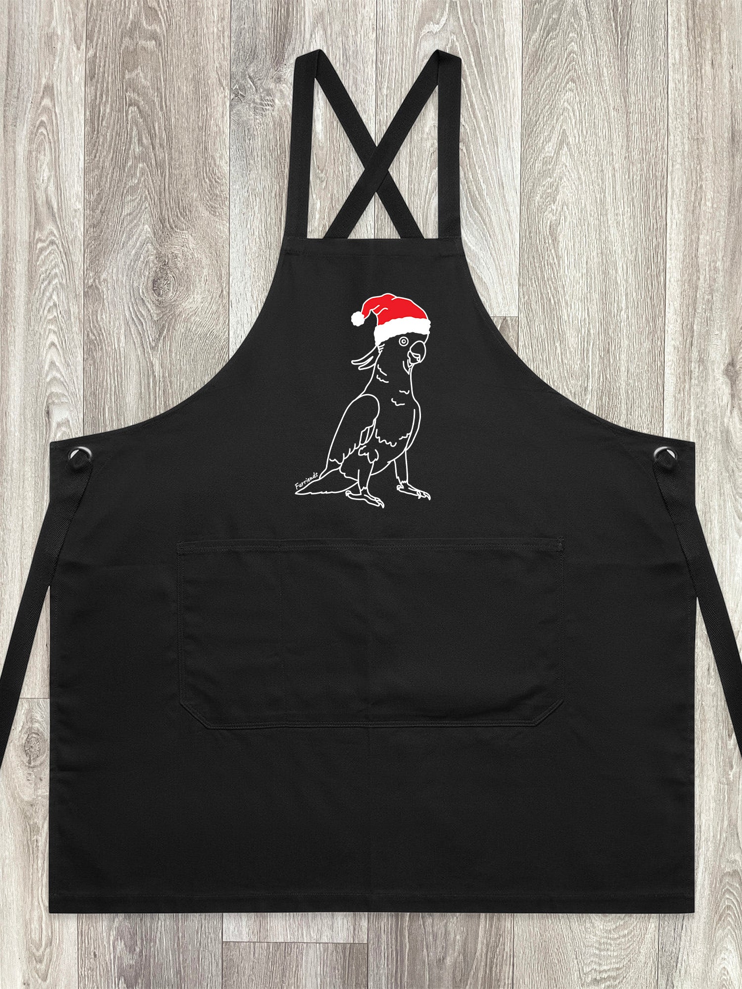Sulphur-Crested Cockatoo Christmas Edition Jarrah Crossback Apron