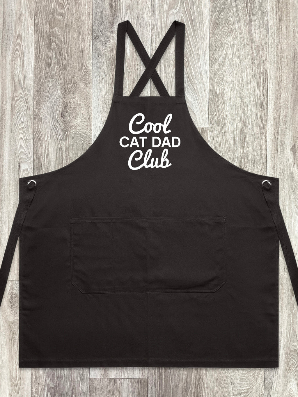Cool Cat Dad Club Signature Script Jarrah Crossback Apron