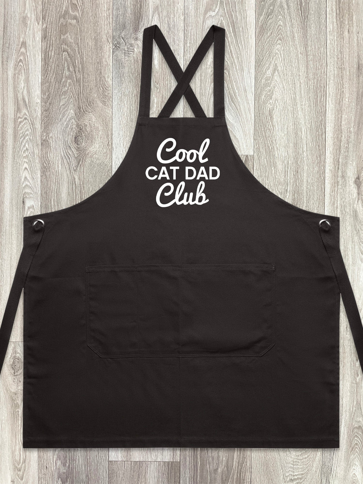Cool Cat Dad Club Signature Script Jarrah Crossback Apron