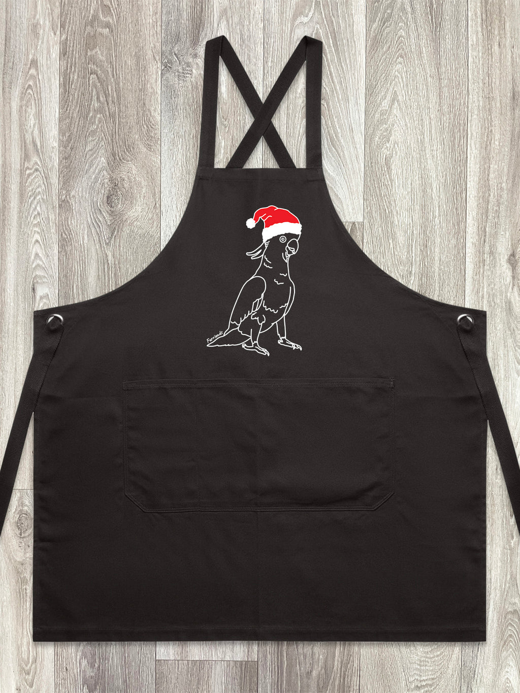 Sulphur-Crested Cockatoo Christmas Edition Jarrah Crossback Apron