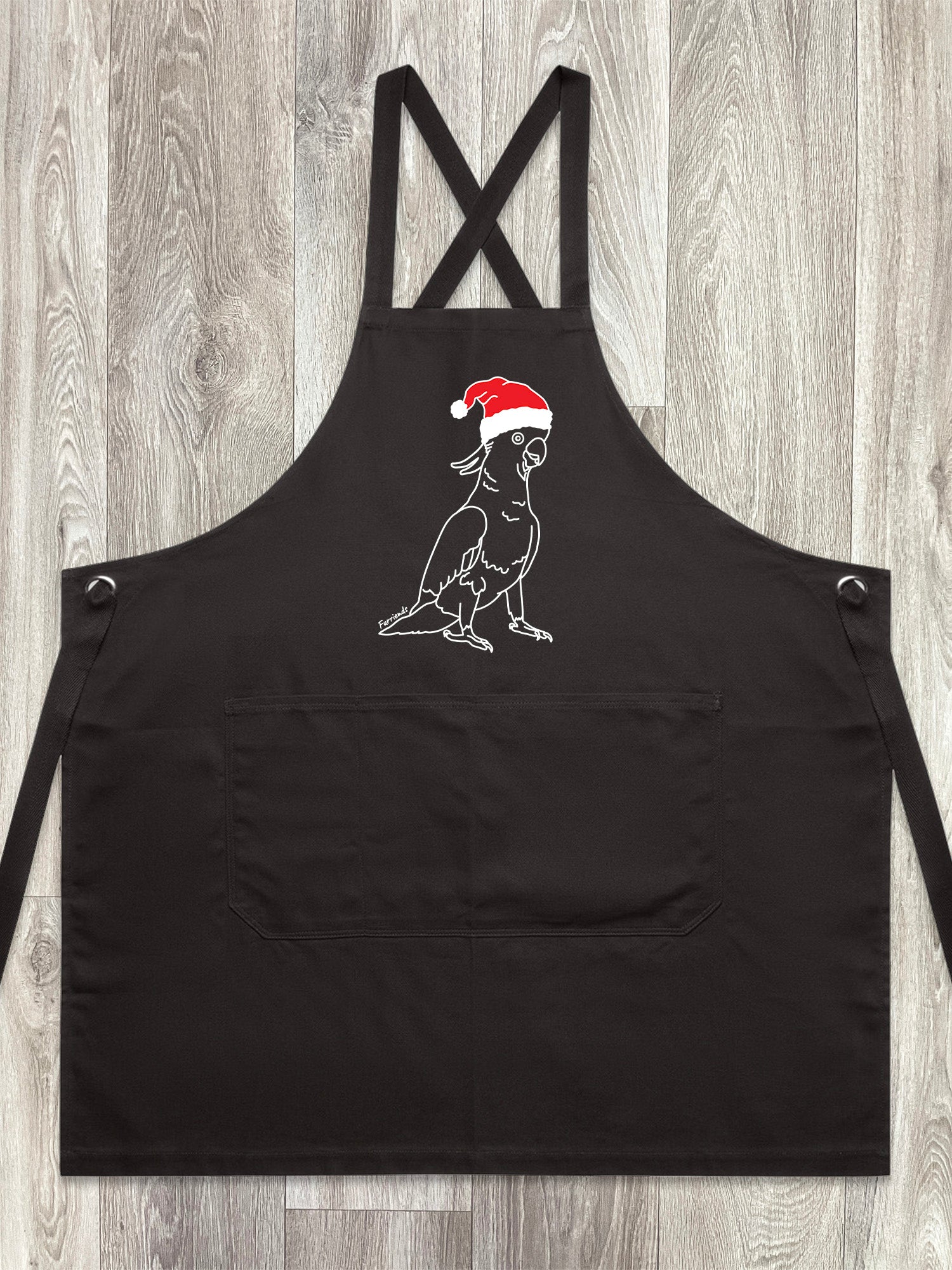 Sulphur-Crested Cockatoo Christmas Edition Jarrah Crossback Apron