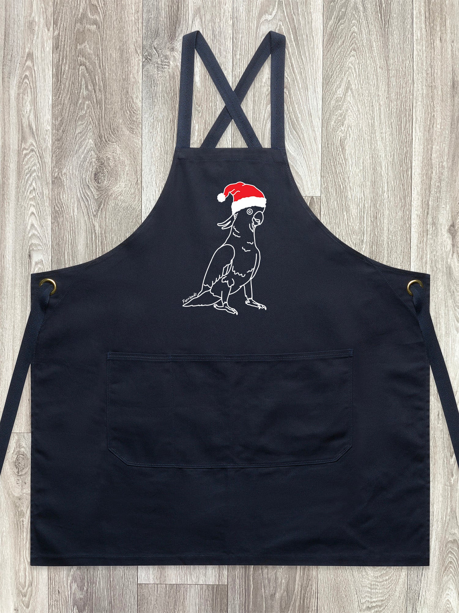 Sulphur-Crested Cockatoo Christmas Edition Jarrah Crossback Apron