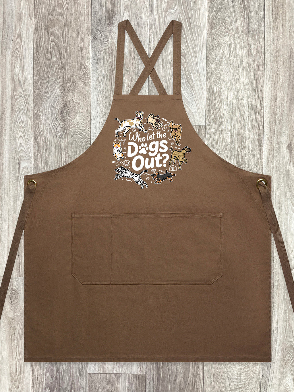 Who Let The Dogs Out? Jarrah Crossback Apron