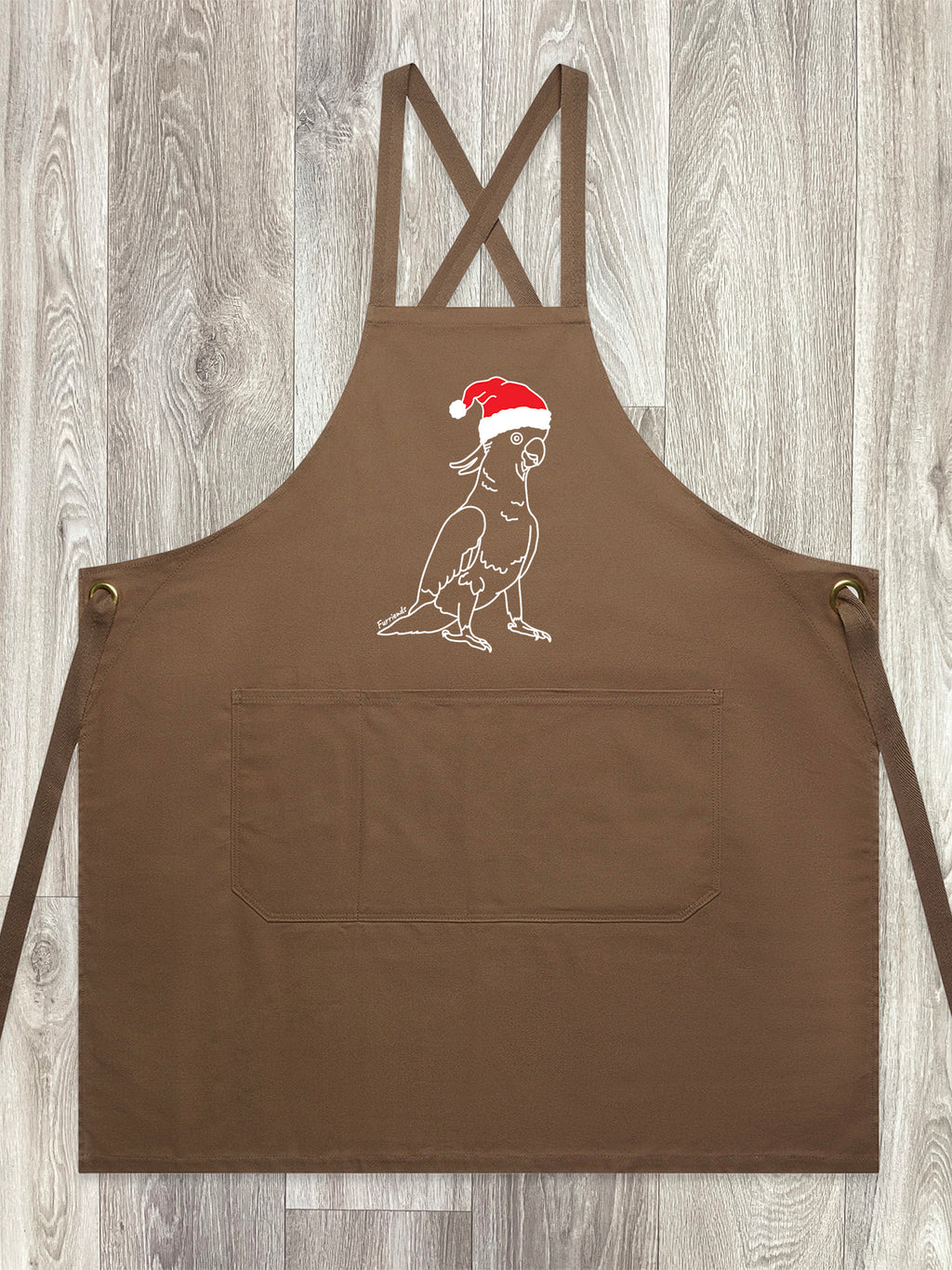 Sulphur-Crested Cockatoo Christmas Edition Jarrah Crossback Apron