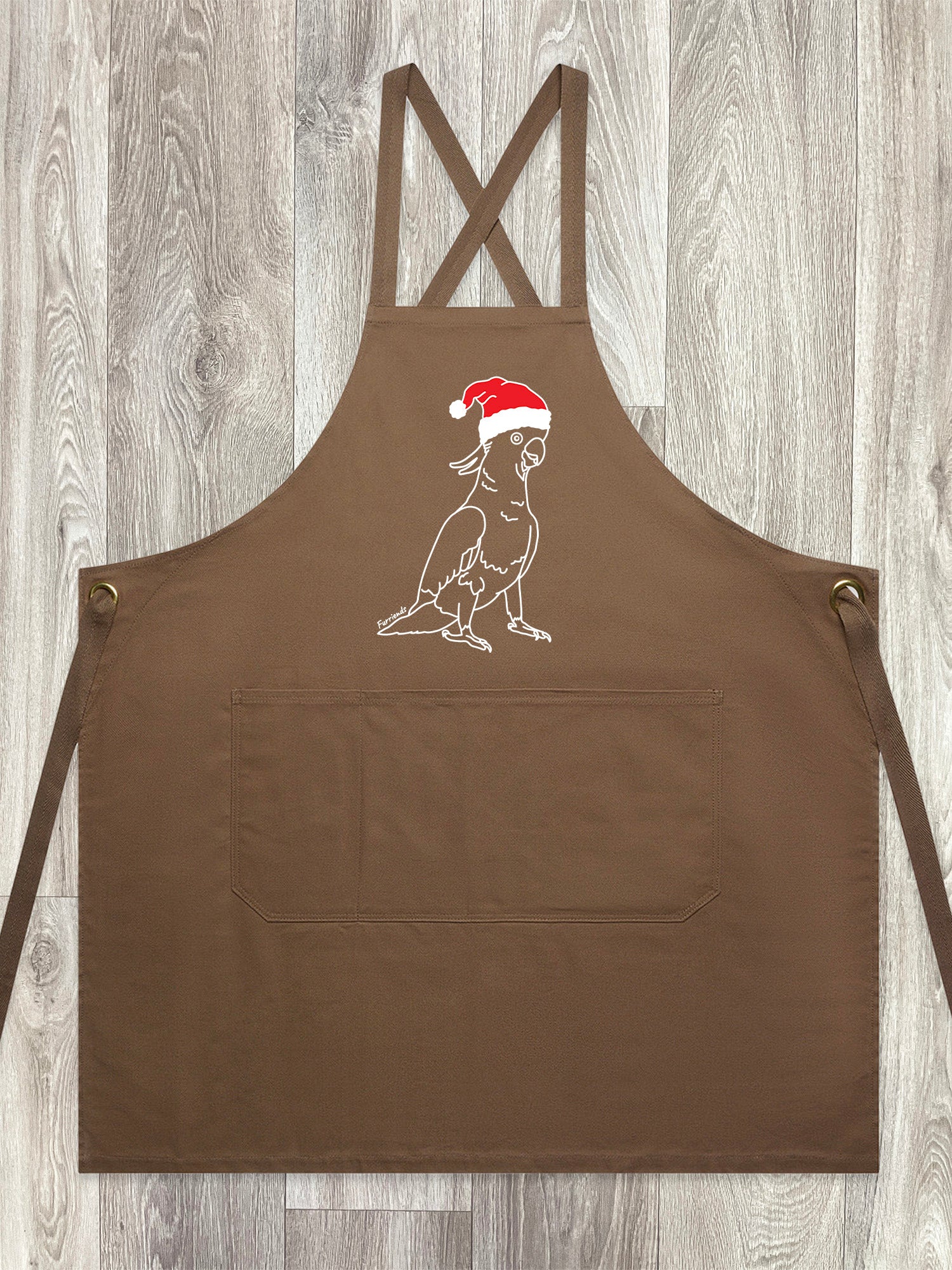 Sulphur-Crested Cockatoo Christmas Edition Jarrah Crossback Apron