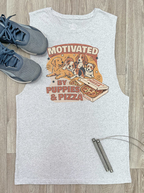 Motivated By Puppies & Pizza Axel Drop Armhole Tank