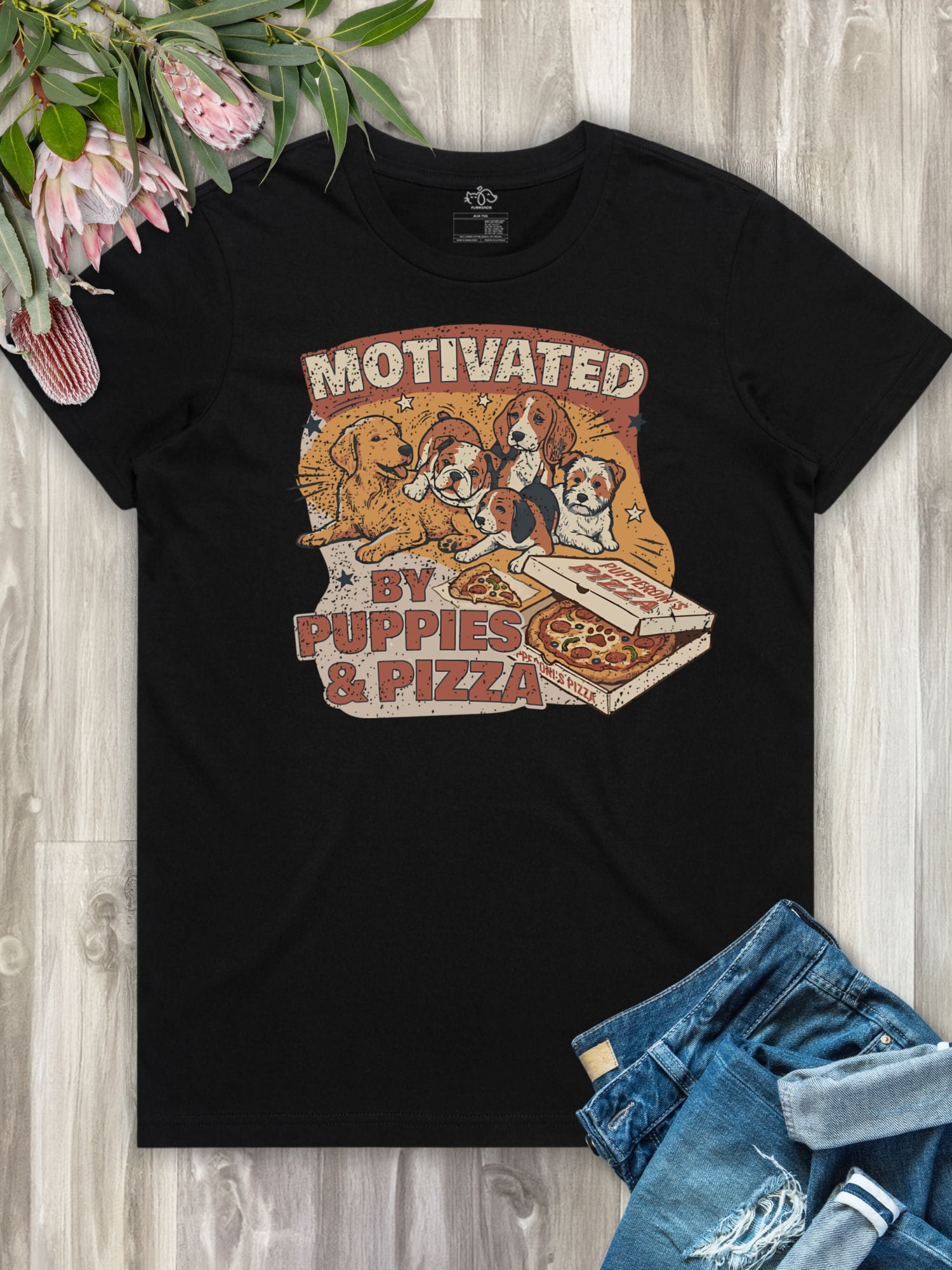 Motivated By Puppies & Pizza Ava Women's Regular Fit Tee