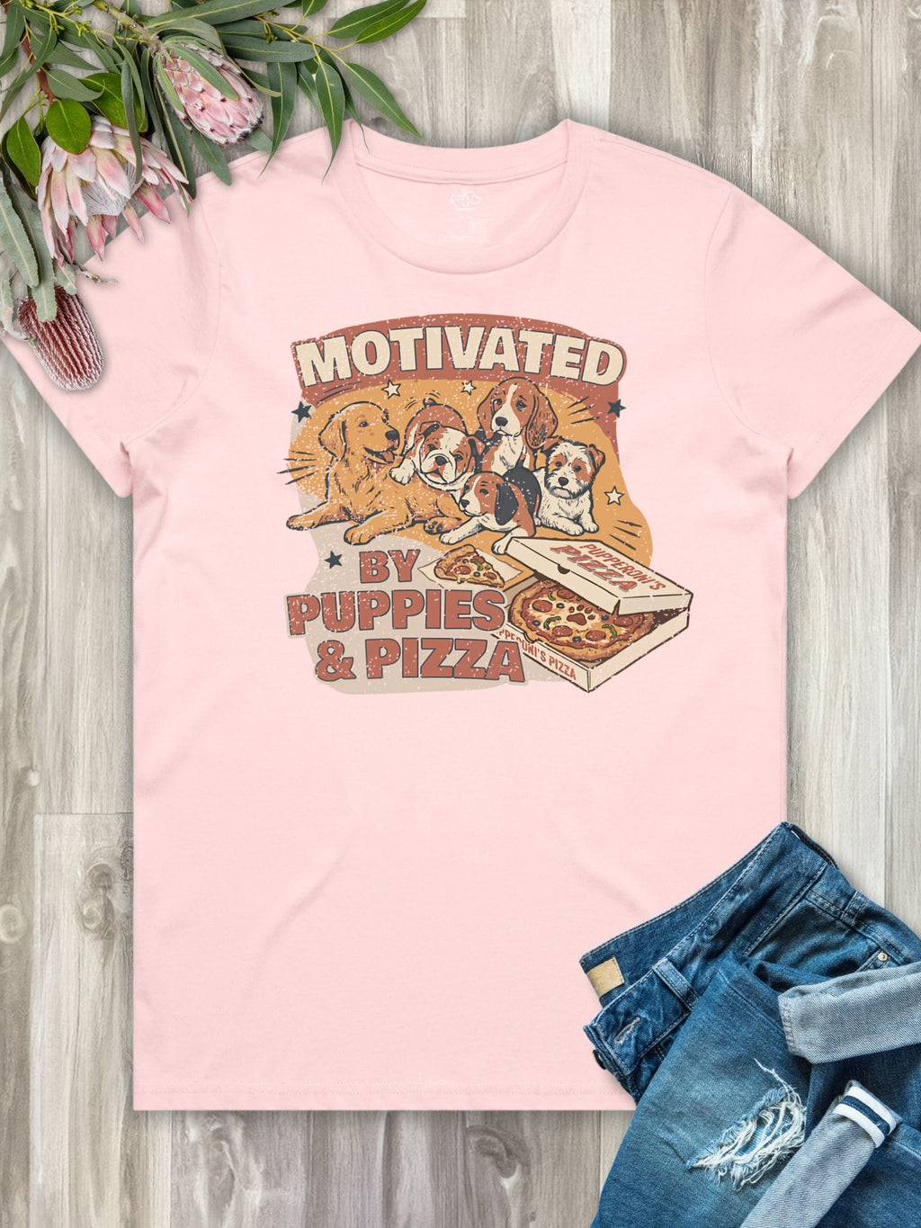 Motivated By Puppies & Pizza Ava Women's Regular Fit Tee
