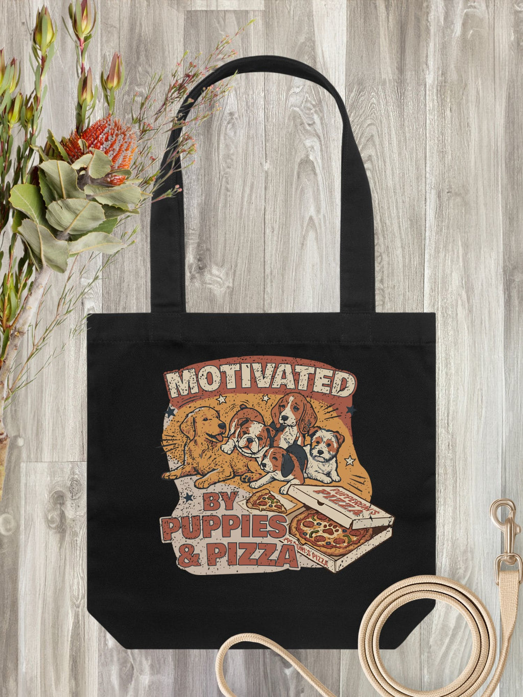 Motivated By Puppies & Pizza Edith Tote