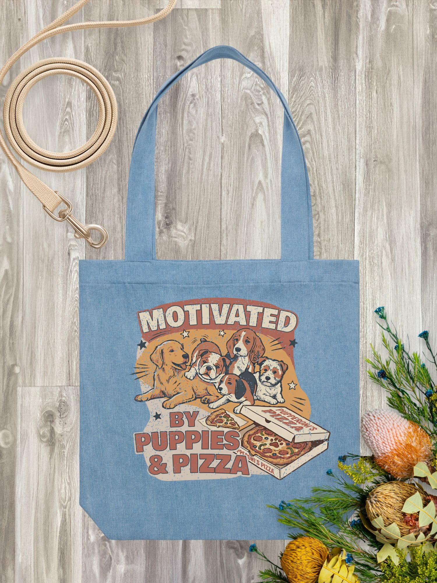 Motivated By Puppies & Pizza Edith Tote