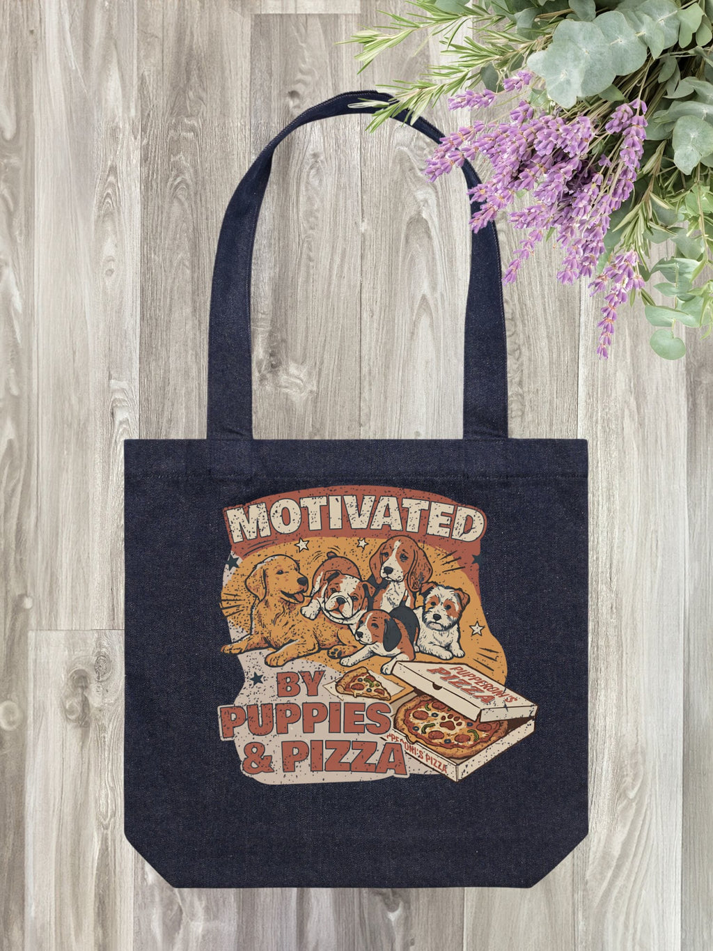 Motivated By Puppies & Pizza Edith Tote