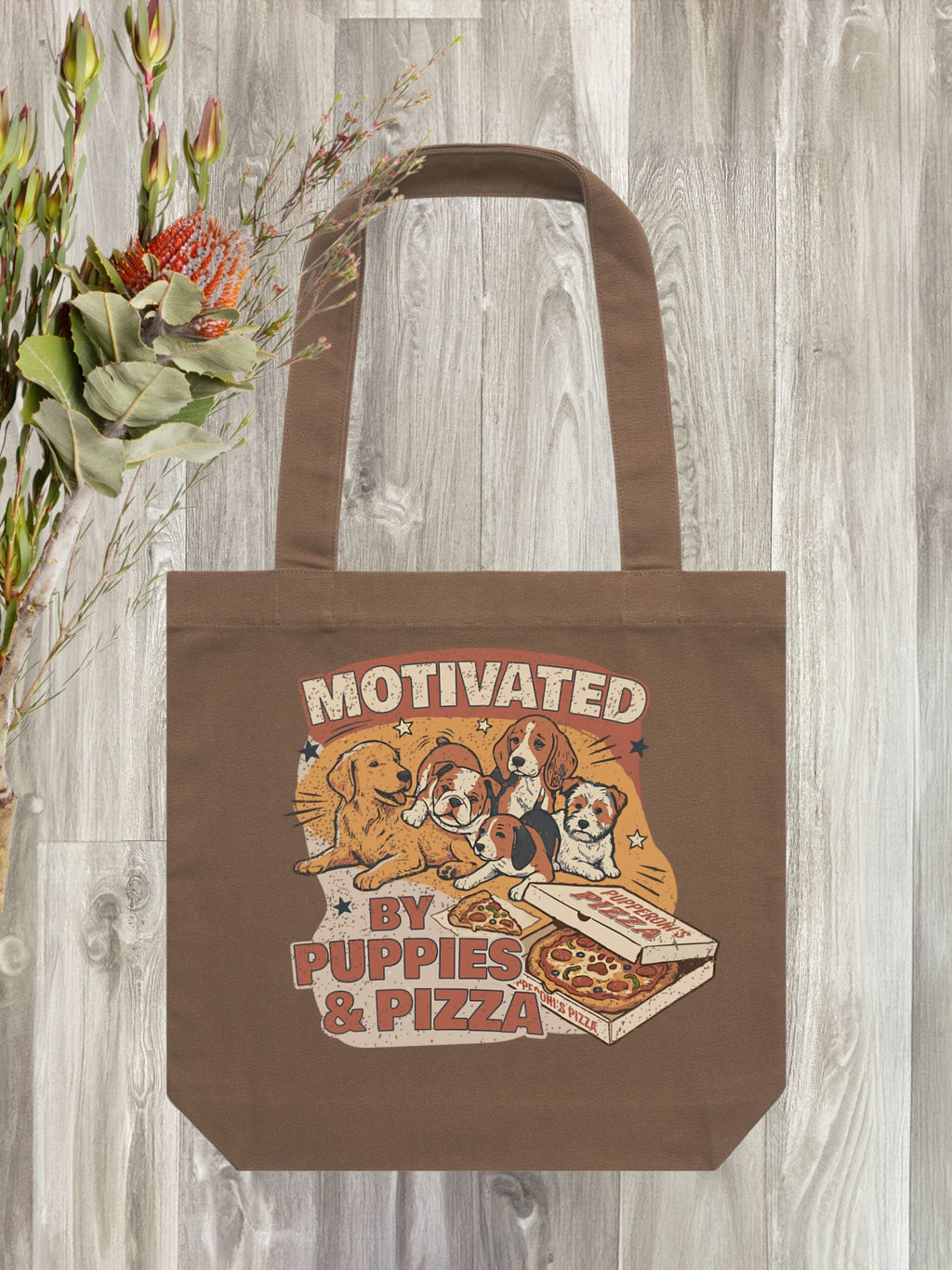 Motivated By Puppies & Pizza Edith Tote