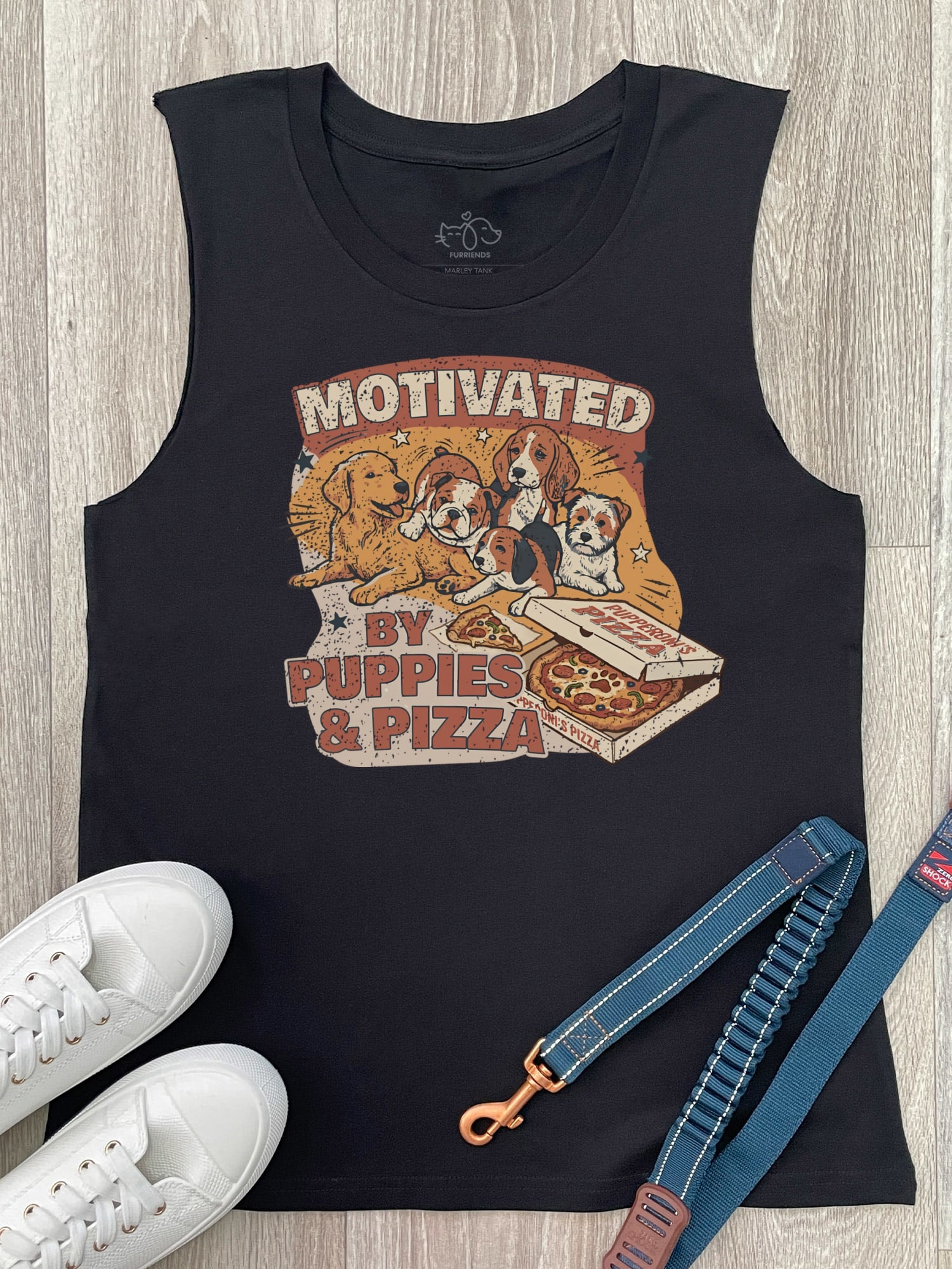 Motivated By Puppies & Pizza Marley Tank