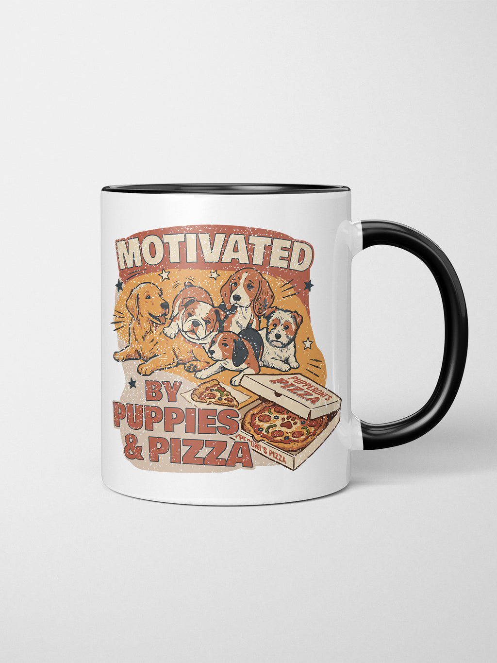 Motivated By Puppies & Pizza Ceramic Mug