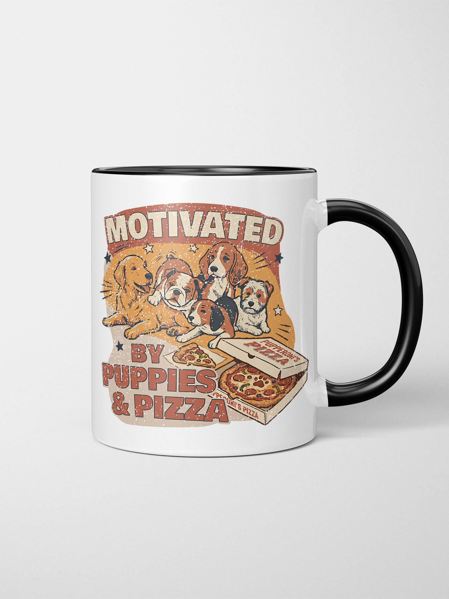 Motivated By Puppies & Pizza Ceramic Mug