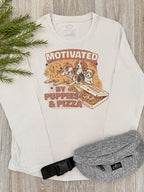 Motivated By Puppies & Pizza Olivia Women's Long Sleeve Tee