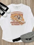 Motivated By Puppies & Pizza Olivia Women's Long Sleeve Tee