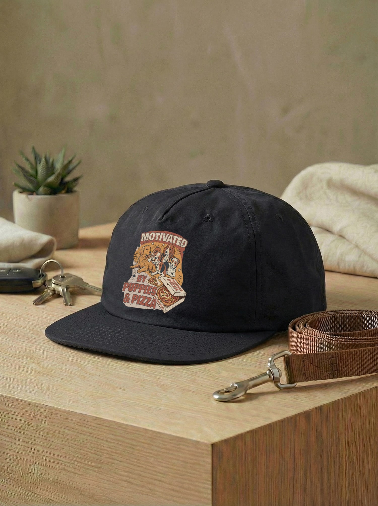 Motivated By Puppies & Pizza Quick Dry Cap