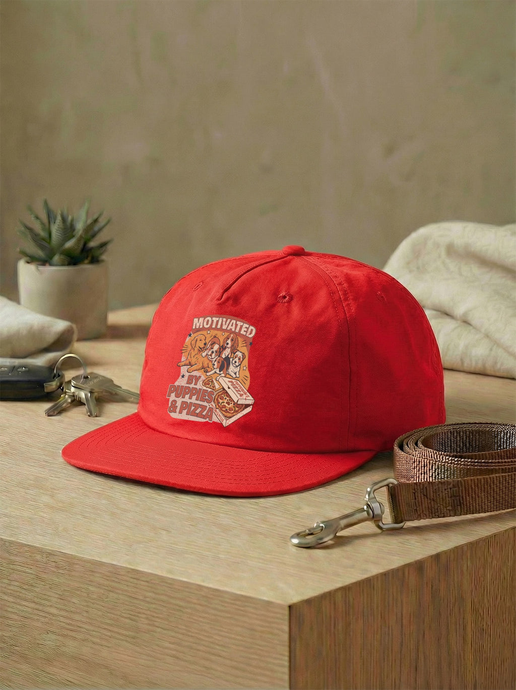 Motivated By Puppies & Pizza Quick Dry Cap